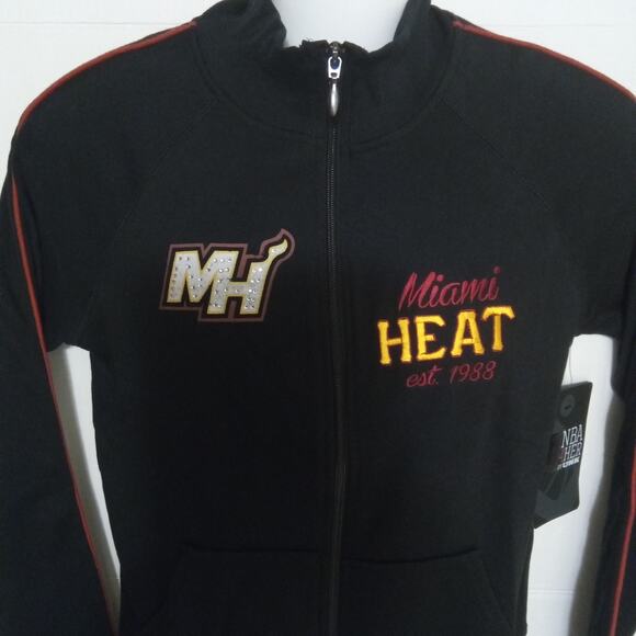 Miami Heat NBA 4Her Full Zip Black Sweater Jacket Medium - Picture 2 of 6